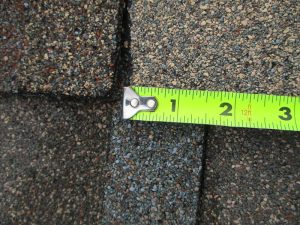 These shingles are staggered less than two inches apart; they will eventually leak